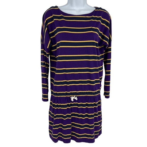 Ralph Lauren Striped Long-Sleeve Tunic Dress With Adjustable Waist Tie Size XL - Picture 1 of 12